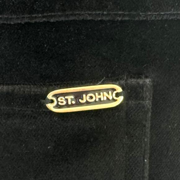 St. John Velvet High Rise Straight Leg Pants Black Cotton-Blend | Size 12 - Picture 6 of 12